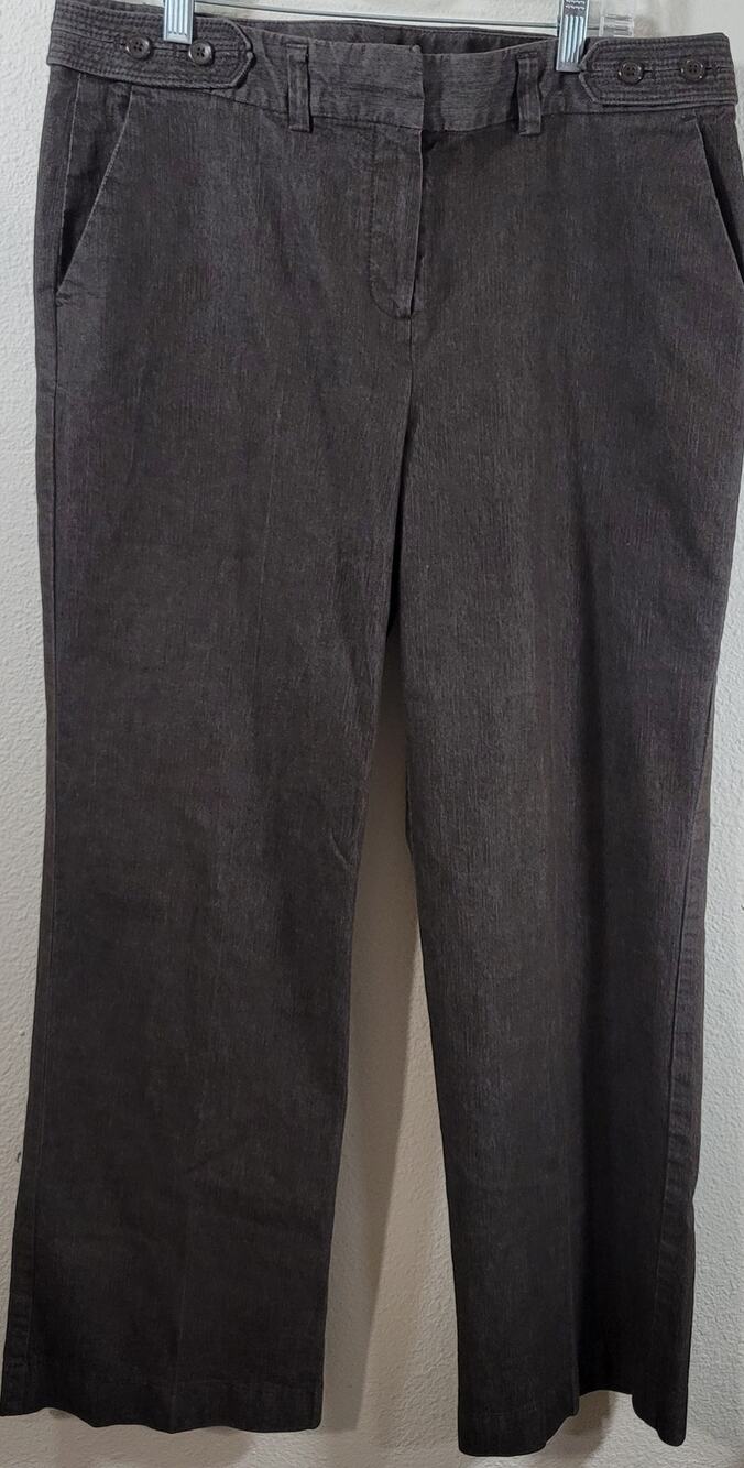 Larry Levine Brown Heathered Stretch Flat Front Dress Pants 12 Lightweight Soft